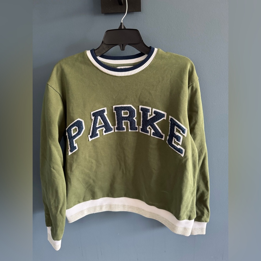 PARKE Olive Green & Navy Crew Neck Sweater